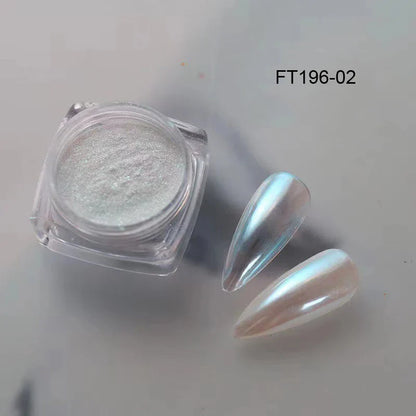 0.2g/jar Aurora Chrome Unicorn Nail Pigment Rainbow Mirror mermaid Nail Art Powder With 1-Sponge-Stick Unicorn Mirror Powder F-t