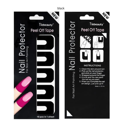 10pcs U-shape Spill-proof Anti-overflow Nail Polish Paint Varnish Peel Off Tape Finger Cover Nail Protector Stickers