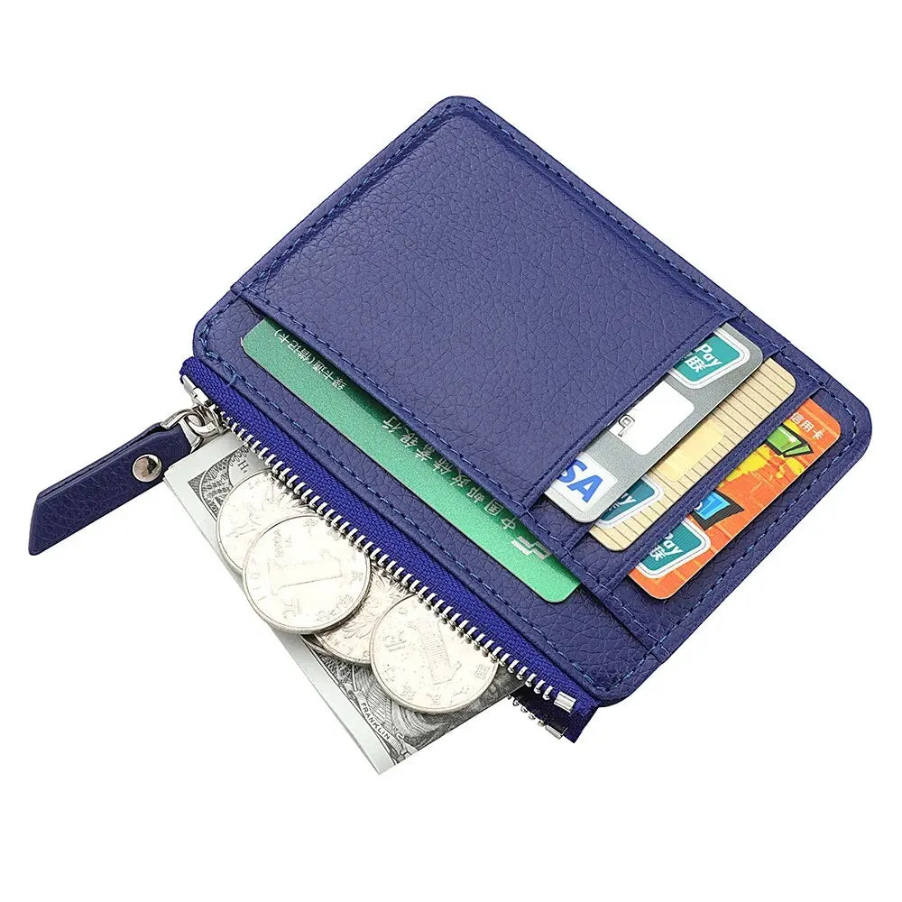 Aichashi Mini Credit Card Wallet Id Card Holder Men's Small Wallet Thin Sleeve Zipper Short Coin Wallet