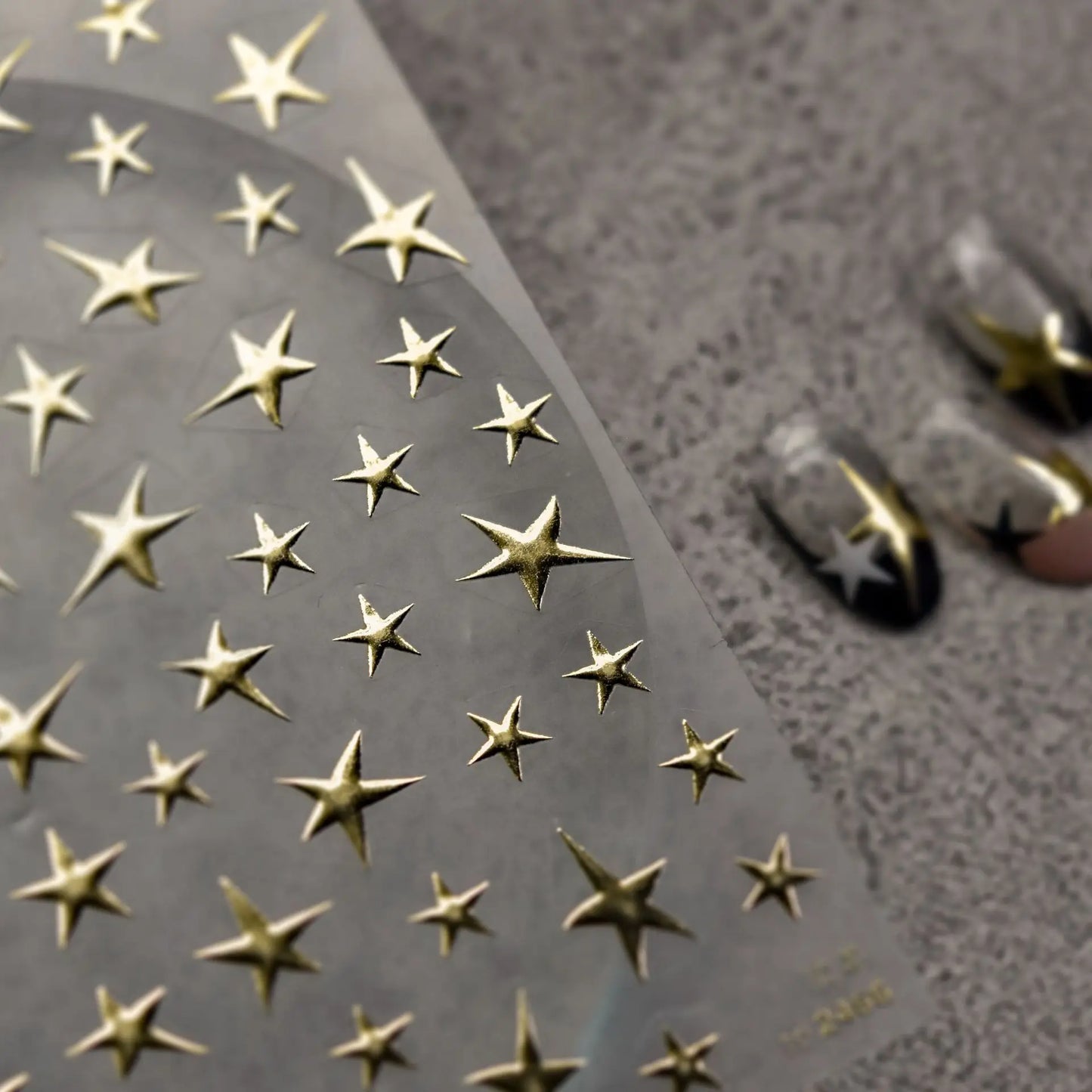 1 Sheet 5D Realistic Black White Laser Silver Gold Meteor Stars Adhesive Nail Art Stickers Decals Manicure Charms Accessories