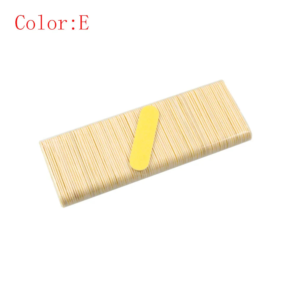 100Pcs/Lot,Double Side Disposable Mini Wooden Nail File,Grinding Polishing  Buffer Strips Manicure Care Tools,Size:5x1.3cm