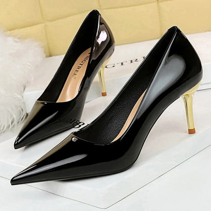 aichashi  -  Shoes Woman Pumps Patent Leather High Heels Shoes Women Occupation OL Office Shoes Stiletto Women Heels Plus Size 43