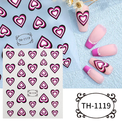 Aichashi Love Heart Nail Stickers Simple Heart Design Self-Adhesive Slider Letters Nail Art Decorations Stars Decals Manicure Accessories