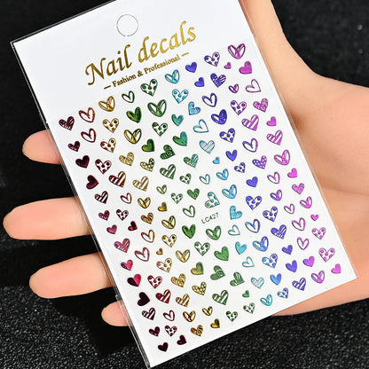 3D Gold Sun/Moon/Star Bronzing Nail Art Sticker 8*10cm Laser Star Moon Design Nail Decal Gold Silver Self-Adhesive Slider