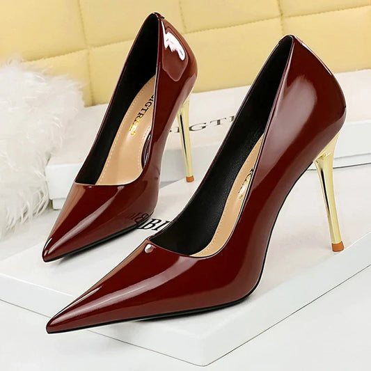 aichashi  -  Shoes Woman Pumps Patent Leather High Heels Shoes Women Occupation OL Office Shoes Stiletto Women Heels Plus Size 43