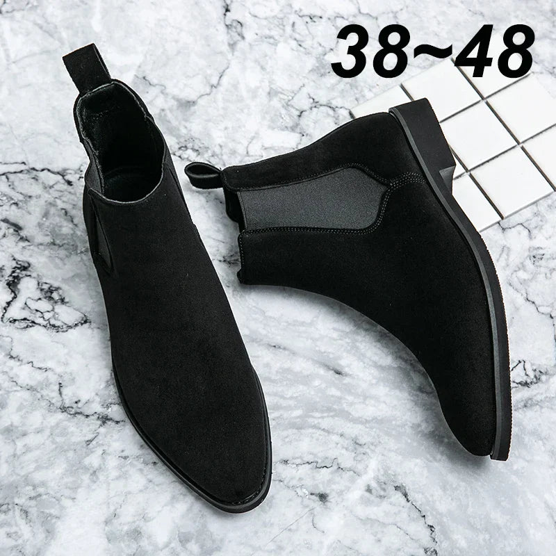 Aichashi Designer Casual Man Autumn Winter Fashion Men Ankle Chelsea Boots Male Mens Shoes Cow Suede Leather Slip On Motorcycle Boot