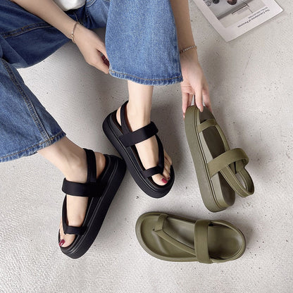 Aichashi New Casual Open-toe Women Sandals Non-slip Black Hook Loop Platform Sandals Shoe Female Summer Beach Shoes