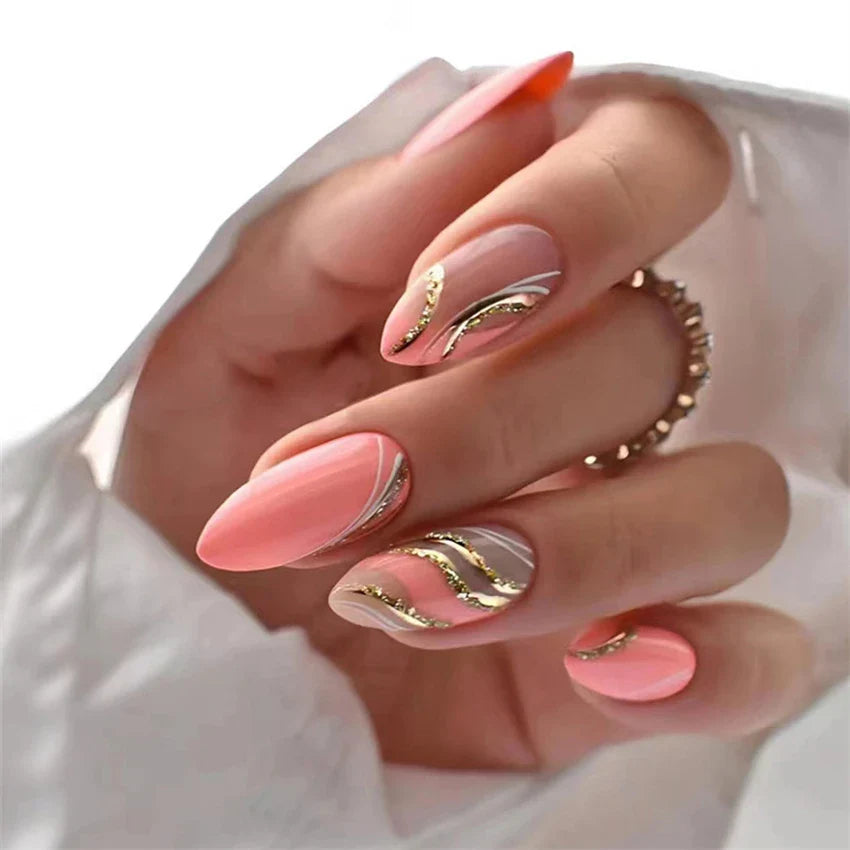 24Ps/Set Square Head Coffin Wearing False Nails Art Pink Matte French Fake Nails Leopard Artificial Acrylic White Press on Nails