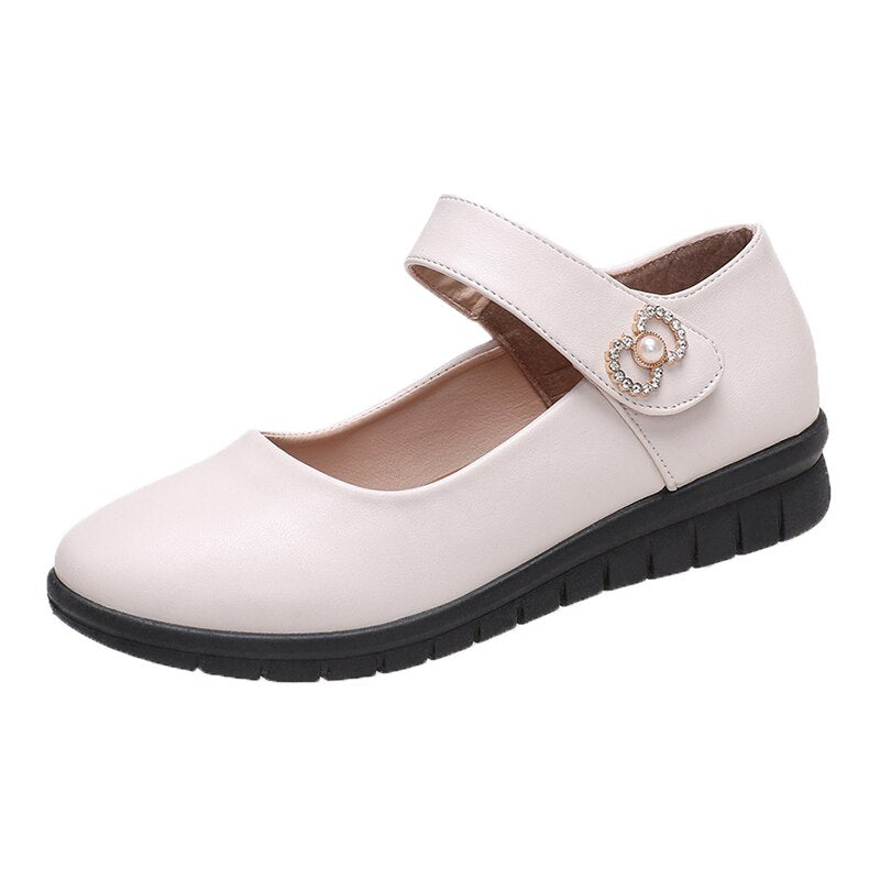 Aichashi Japanese School Uniform Shoes Women Flats Mary Jane Shoes With Hook Loop Ladies Leather Flat Shoes Black Loafers Nurse Shoes