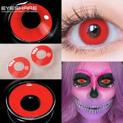 Aichashi 1Pair Halloween Colorful Contact Lenses for Eyes Multicolored Lenses Anime Cosplay Eye Lenses White Black Red Lenses