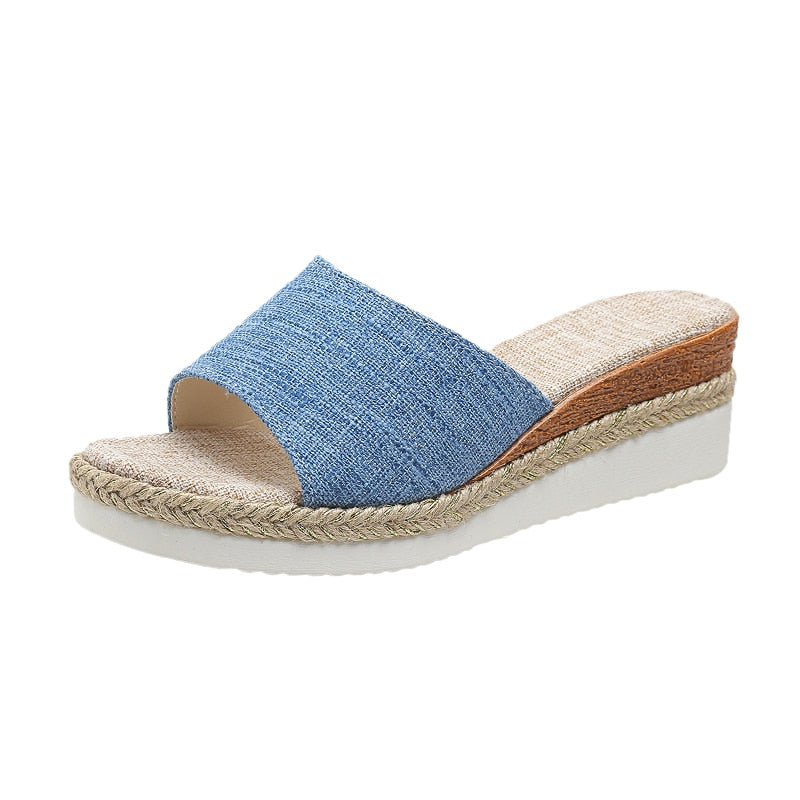 Aichashi Casual Beach Platform Slippers Women Summer Thick Sole Wedges Sandals Woman Plus Size 42 Non-Slip Open Toe Wedge Shoes