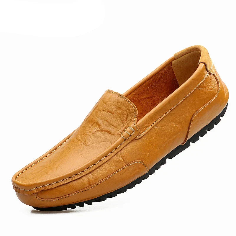 Aichashi Leather Shoes for Men Casual Male Soft Sole Comfortable Shoes Men Slip-On Male Loafers Moccasins Driving Shoe Big Size 38-47