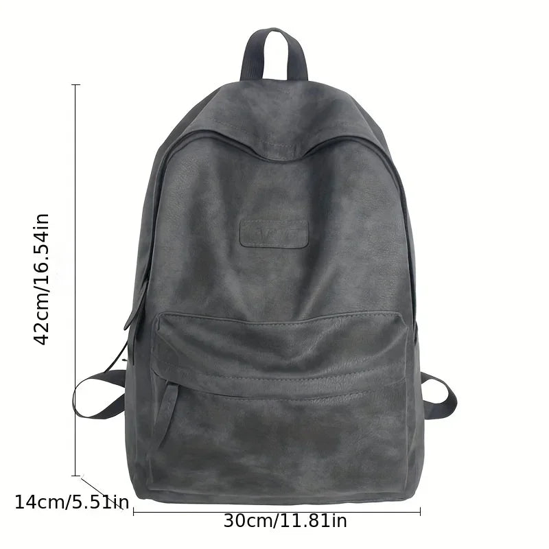 Aichashi BACK TO SCHOOL PU Leather Computer Laptop Bag, Vintage Preppy Style School Backpack, Fashionable Travel College Rucksack