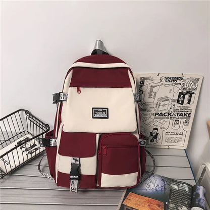 Aichashi BACK TO SCHOOL Korean Schoolbag Female Student Backpack Large Capacity Fashion Boy Backpack Computer Bag Femal School Backpack  School Bags