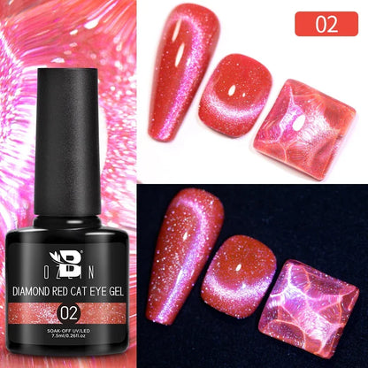 Aichashi 7.5ml Double Light Reflective Magnetic Gel Sparkling Rainbow Soak Off Semi Permanent Nail Art Disco Flashing Cat Eye Gel