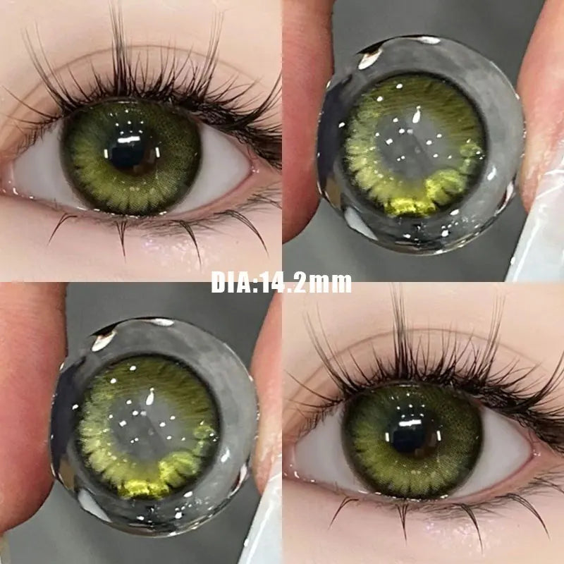 Aichashi 2PCS Korea Colored Contact Lenses Myopia Degree -0.00 to -8.00 Gray Eyes Beauty Pupil Brown Makeup Lens