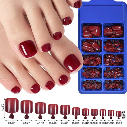 Aichashi 100pcs Fake Toenail Natural White Press On Toe Foot Full Cover Square Nails Art Tips Artificial Acrylic False Nail Manicure Tool