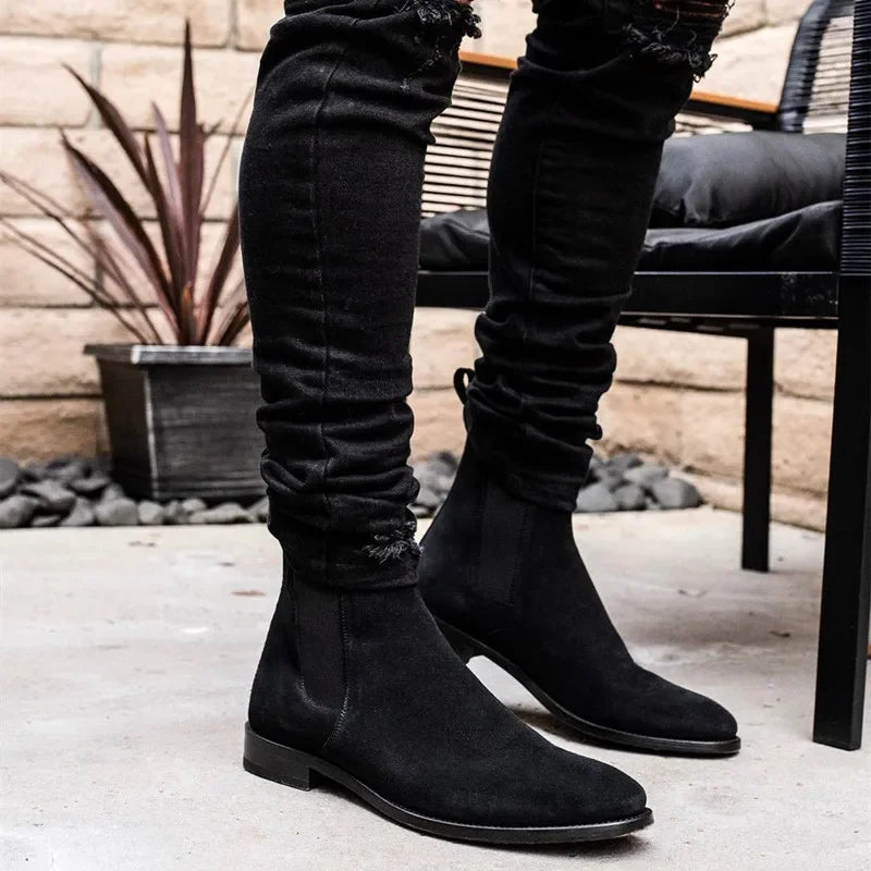 Aichashi Men Chelsea Boots High Quality Men Ankle Boot Male Vinage Classic Dress Shoes Black Brown Business Madehand Men Shoes