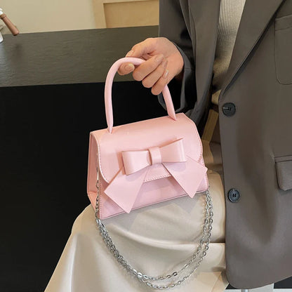 Aichashi Cute Bow Design Pu Leather Crossbody Bags for Women 2024 Trend Fashion Shoulder Bag Lady New Handbags with Short Handle