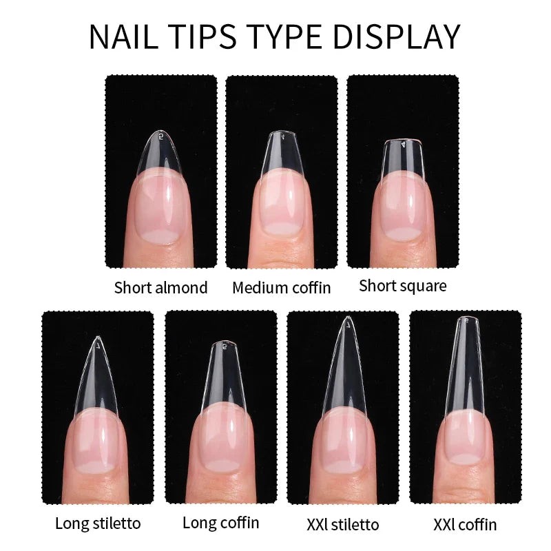 Aichashi Fake Nails False Nail Acrylic American Capsule Gel Shot Artificial Transparent for Frence Fingernails Coffin Full Cover Tips