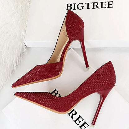 aichashi  -  Shoes Serpentine Woman Pumps Metal Stiletto High Heels New Designer Women Heels Sexy Party Shoes Lady Plus Size 43