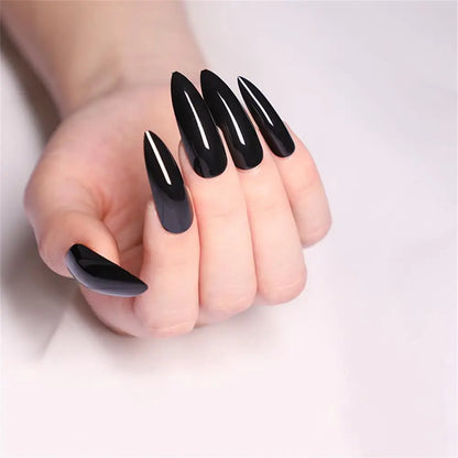 24Pcs Long Coffin False Nails Transparent color design Ballerina Fake Nails With Glue Full Cover Nail Tips Press On Nails