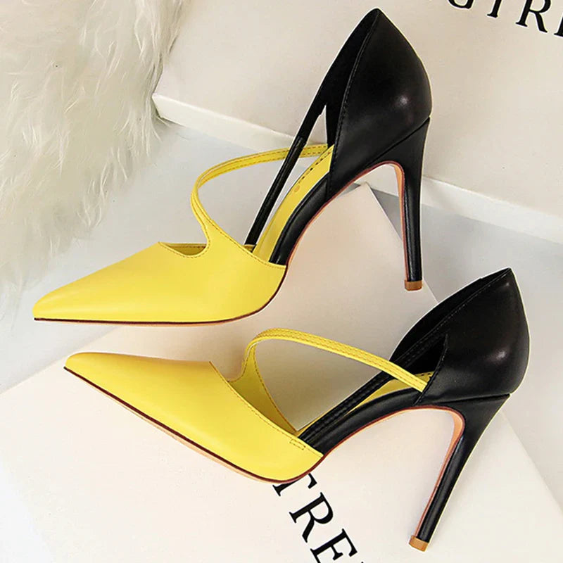 aichashi  -  Shoes Women Summer 9.5cm High Heels Sandals Women Pumps Sexy Party Shoes Mixed Color Stiletto Heels Ladies Shoes