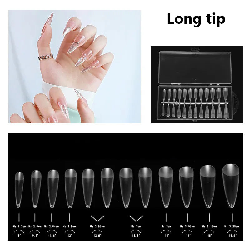 Aichashi 24pcs Press On Nails Coffin Nail Tips Clear Full Cover Fake Nails Artificial False Nails Ballerina Transparent Nail Extensions