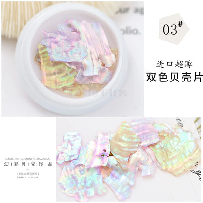 aichashi 1 Jar Mix 2 Colorful Irregular Natural Sea Shell Thin Abalone Slice Pallitte Nail Art Sequins Decals Manicure Accessories Tip