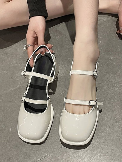 Aichashi Office Lady Sandals Woman Spring Casual Elegant Pure Color Shoes Non-slip Korean Style Medium Heel Female Shoes Design Chic