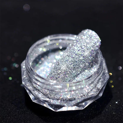 1Box Unicorn Holographic Nail Powder Silver Glitter Metallic Rub Dust Mirror Pigment Extra Fine Shiny Chrome For DIY Manicure*Y*