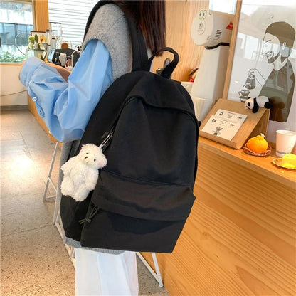 Aichashi BACK TO SCHOOL Backpack Canvas Women Backpack Solid Color Travel Backpack  New School Book Bag for Student Girls Boys School Backapck