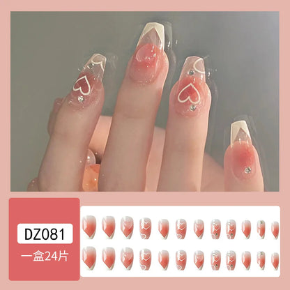 24pcs detachable short press on nails y2k designs fake nails with glue ballet sweet cool girls style artificial false nails tips