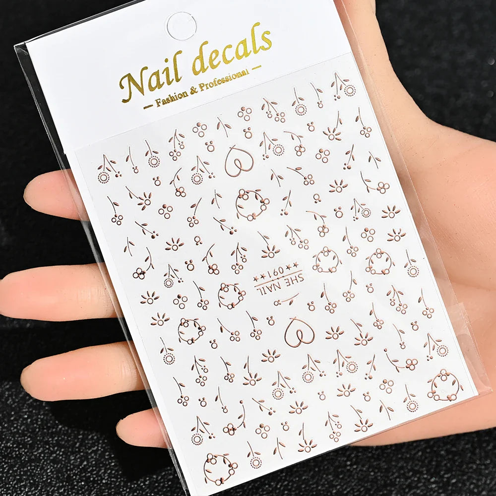 3D Gold Sun/Moon/Star Bronzing Nail Art Sticker 8*10cm Laser Star Moon Design Nail Decal Gold Silver Self-Adhesive Slider