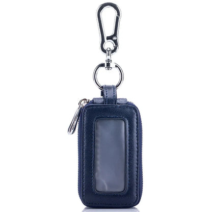 Car Key Chain, Universal Car Auto Split  Leather 2 Zipper Key Case Holder Storage Bag  For  Man