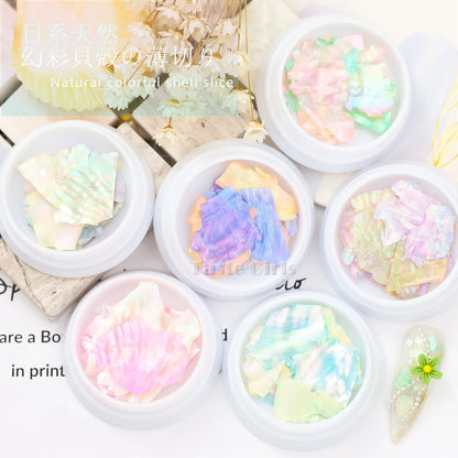 aichashi 1 Jar Mix 2 Colorful Irregular Natural Sea Shell Thin Abalone Slice Pallitte Nail Art Sequins Decals Manicure Accessories Tip