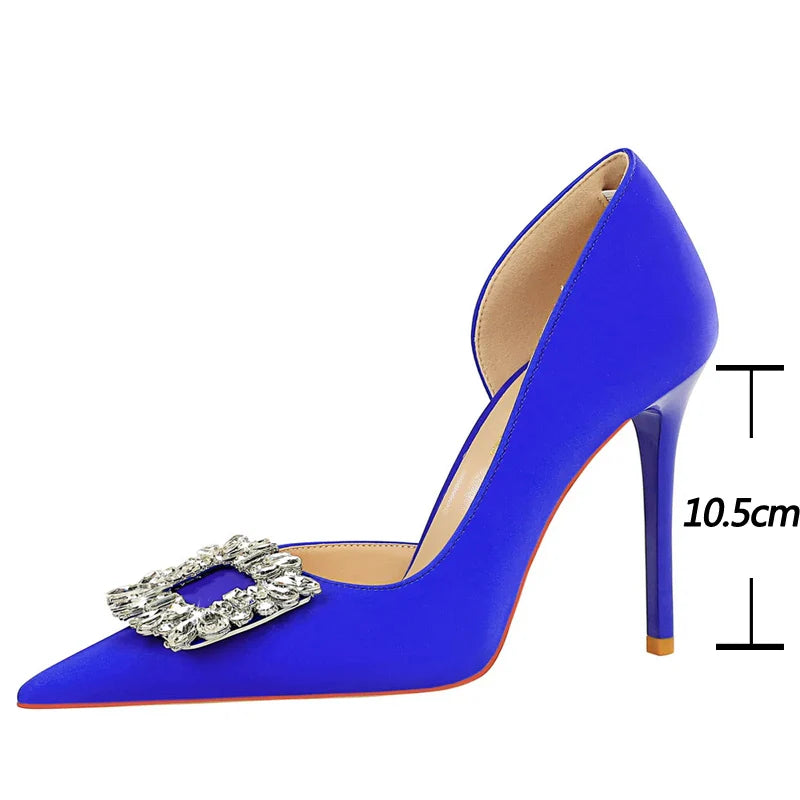 aichashi  - Luxury Heels 10.5 Cm Women Pumps Rhinestone Design High Heels Fashion Wedding Shoes Stilettos Sexy Party Shoes 10 Colour Pumps