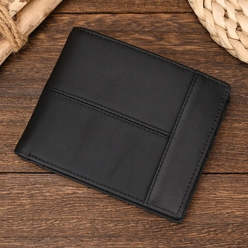 Aichashi RFID Blocking Men's Business Wallet Thin Purse Male Card Holder With Zipper Coins Pocket Black Brown Male Wallets Short Coin Bag