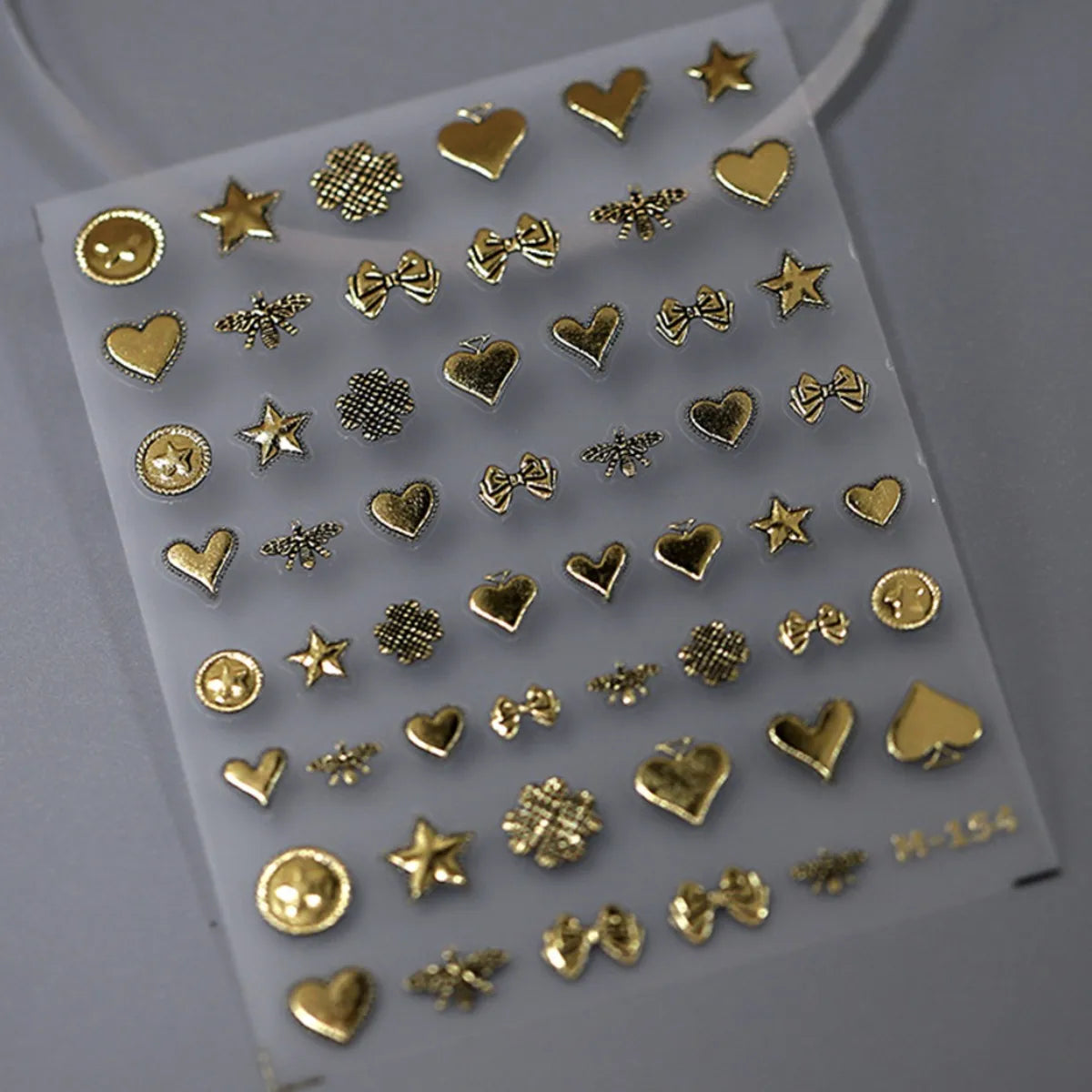 Aichashi 1pcs 5D Bronzing Retro Heart Star Nail Art Charms Stickers Luxury Gold Relief Nail Decorations Decals DIY Self Adhesive Slider