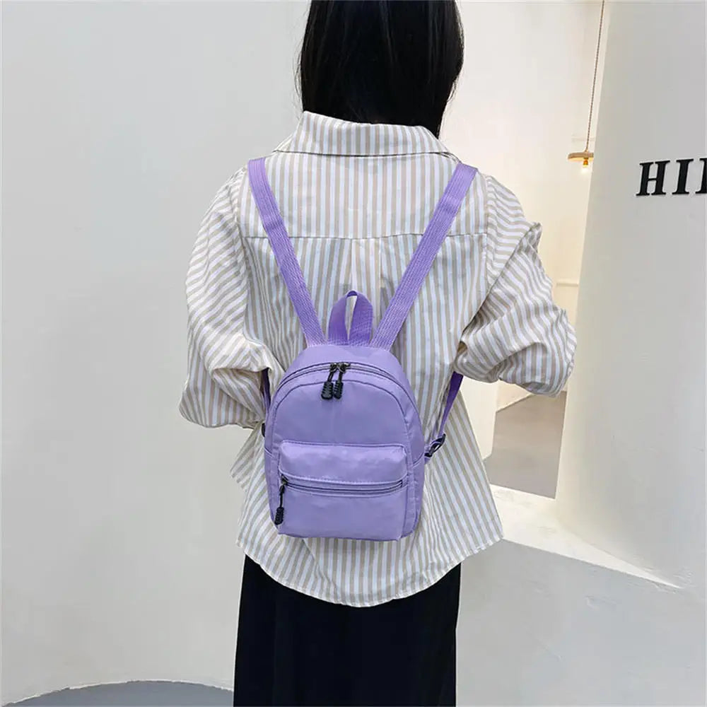 Aichashi Korean Nylon holographic backpack Women Casual Solid Color Small Schoolbag Travel Bag For Teenager Student School Bag Back