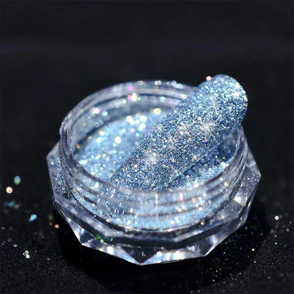 1Box Unicorn Holographic Nail Powder Silver Glitter Metallic Rub Dust Mirror Pigment Extra Fine Shiny Chrome For DIY Manicure*Y*