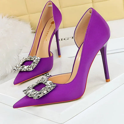 aichashi  - Luxury Heels 10.5 Cm Women Pumps Rhinestone Design High Heels Fashion Wedding Shoes Stilettos Sexy Party Shoes 10 Colour Pumps