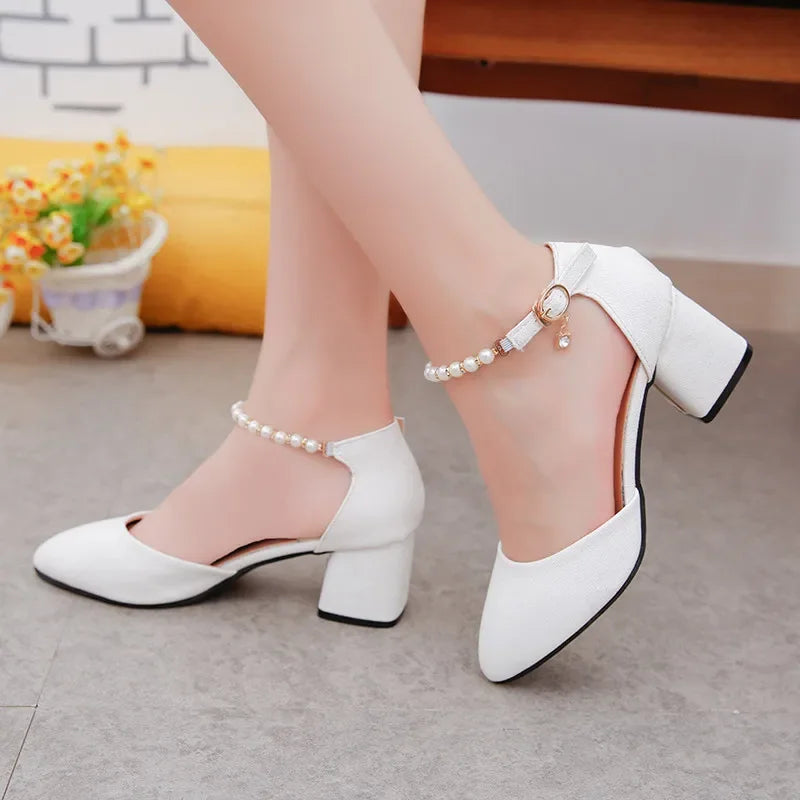 Aichashi spring and summer with the female shoes shallow baotou sandals rough with 6 cm high heels Sandalias femeninas x63