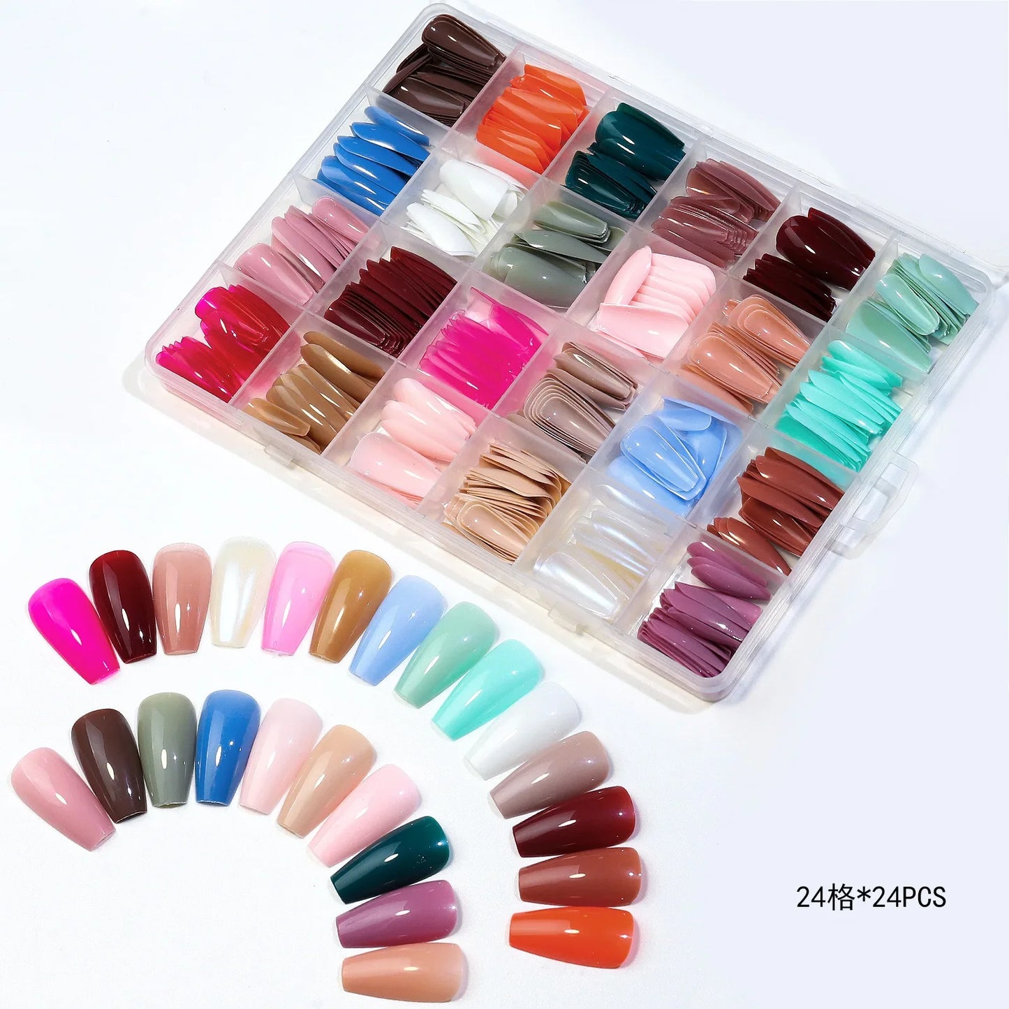 576/288pcs/box Colorful Fake Nails Acrylic Full Cover Nail Tips Ballet Wear Nail Press On Nails With Gel DIY Manicure Tools