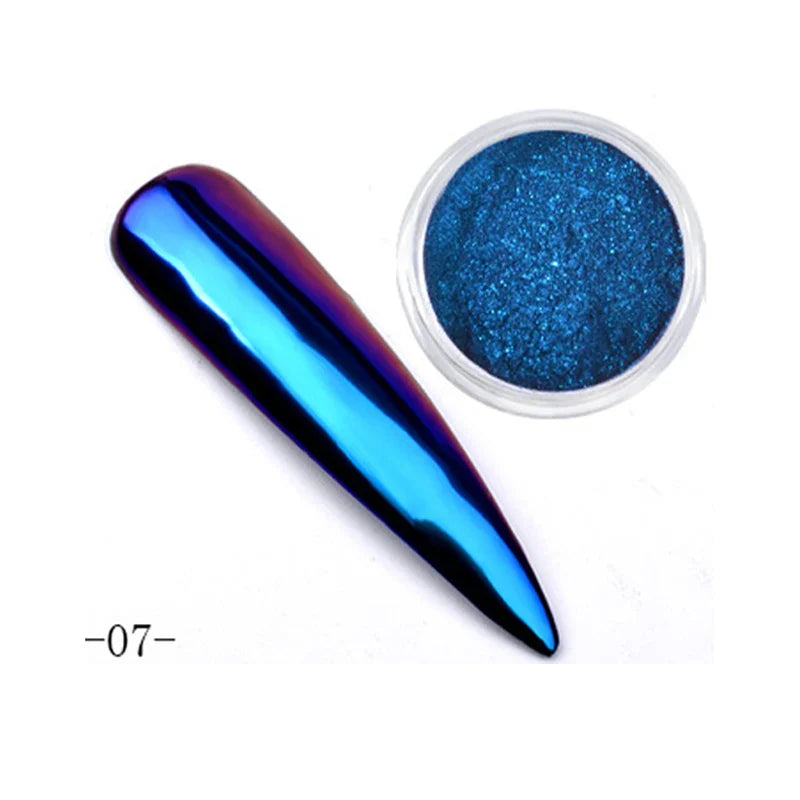 Aichashi Aurora Mirror Glitter Nail Art Powder Ice Chameleon Rubbing Pigment Dust Sparkly Charm Nails Design Accessory DIY Decorations