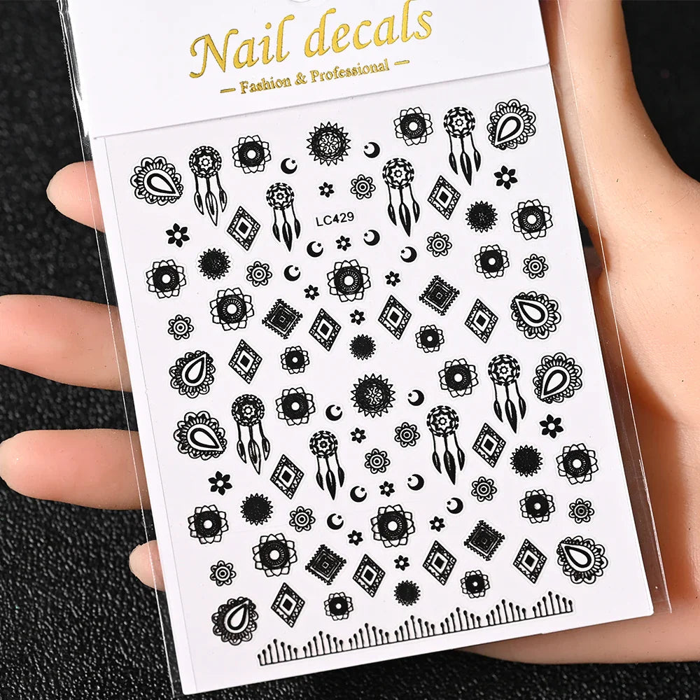 3D Gold Sun/Moon/Star Bronzing Nail Art Sticker 8*10cm Laser Star Moon Design Nail Decal Gold Silver Self-Adhesive Slider