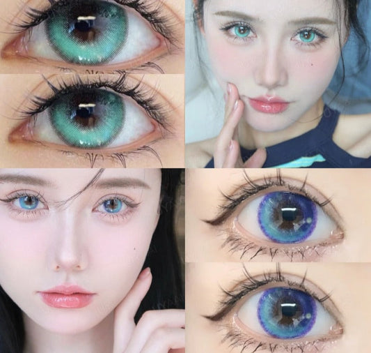 Color Contact Lenses with Diopters Blue Graduated Colored Lenses Cosplay Color Lens Green Lenses Pink Lenses Anime Lenses