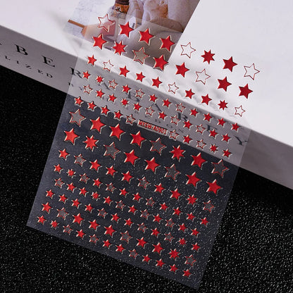 3D Gold Sun/Moon/Star Bronzing Nail Art Sticker 8*10cm Laser Star Moon Design Nail Decal Gold Silver Self-Adhesive Slider