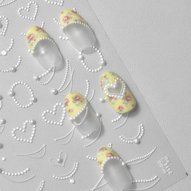 1pcs 5D Diamond White Flower Nail Art Stickers Japanese Exquisite Kawaii Acrylic Nail Decoration Decals DIY Adhesive Accessories