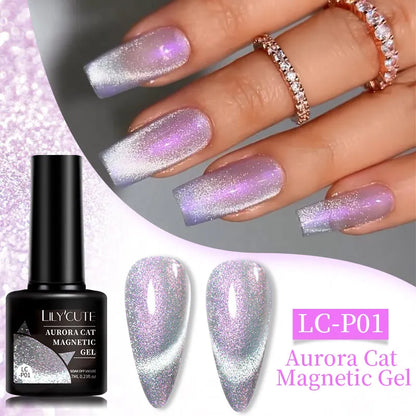 Aichashi 7ML Aurora Cat Magnetic Gel Nail Polish Nail Art Sparkle Glitter Gel Varnis Semi Permanent Soak Off  UV Gel Varnishes